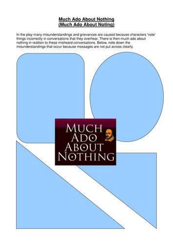 Much Ado About Nothing by Shakespeare: Worksheet