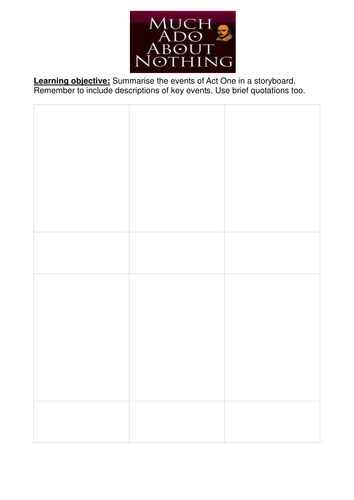 Much Ado About Nothing: Act 1 Storyboard Worksheet