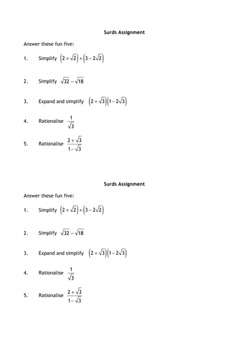 Surds Recap / Revision