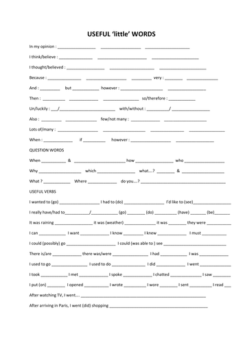 useful phrases & vocab for French GCSE