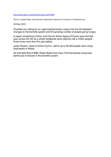 Starving people in the UK and responses