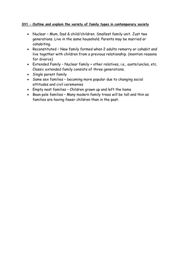SY1 - Types of family