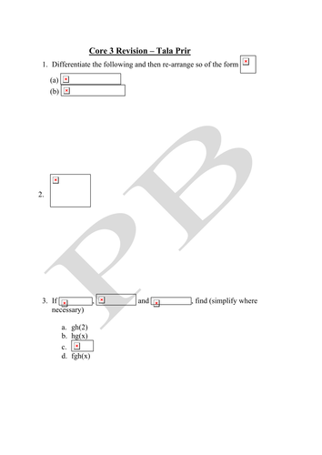 Core 3 Revision Sheet 3