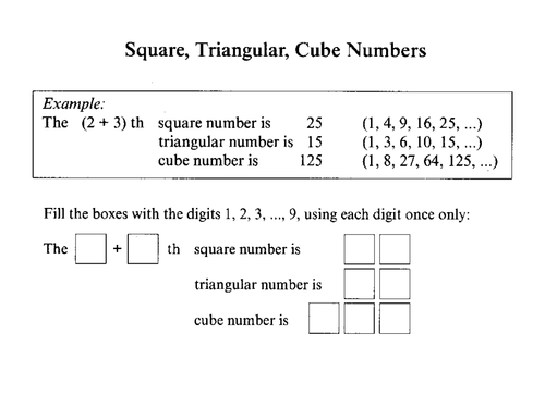 Starter - Square, Triangular and Cube Numbers