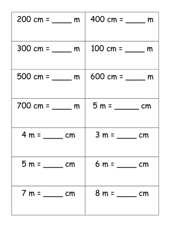 Length Problems Cm M M Cm Teaching Resources