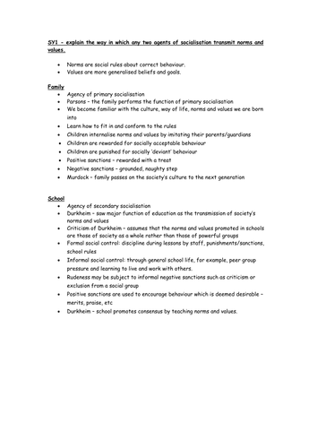 SY1 - Norms and values transmitted