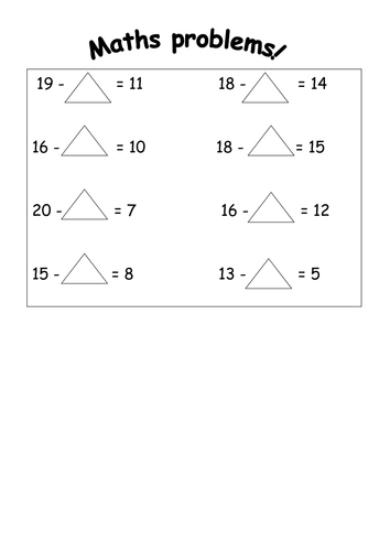 subtracting within 20 find the missing number teaching