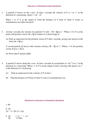 Calculus in kinematics exercise