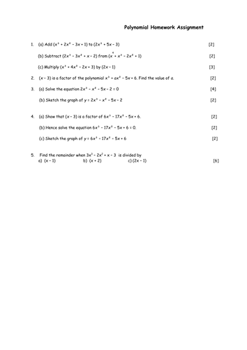 Polynomials Sheet