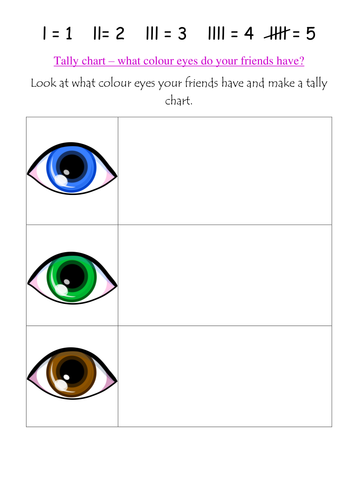 Making a tally chart on eye colour | Teaching Resources