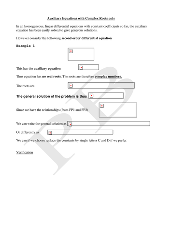 Auxiliary Equations - Complex Roots