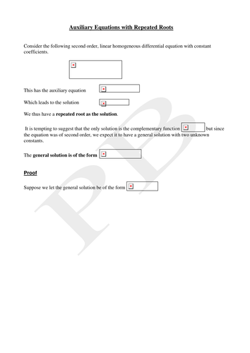 Auxiliary Equations - Repeated Roots