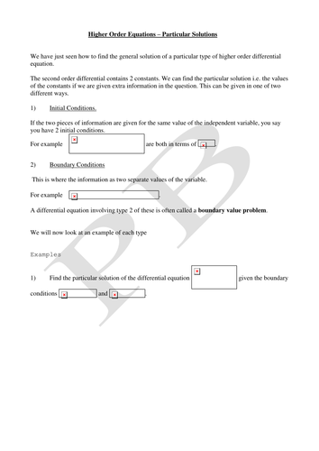 Particular Solutions of Differential Equations
