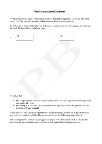 Non-Homogeneous Equations