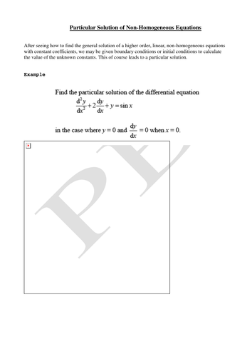 Non-Homogeneous Particular Solutions
