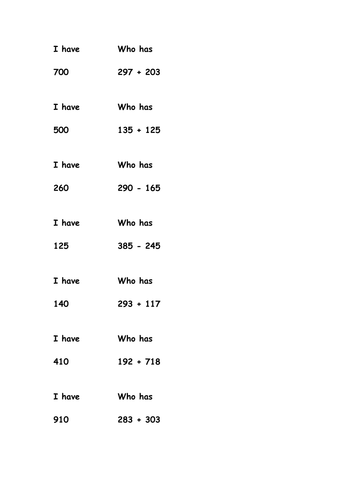 Loop Cards - 3digit addition loop