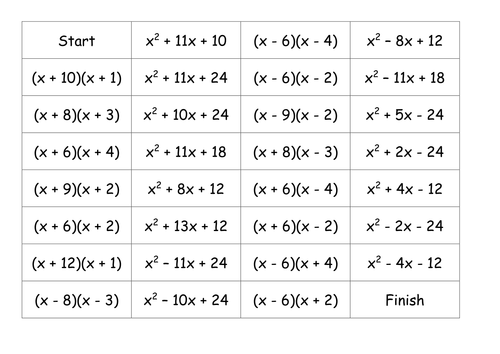 Worksheet Factorising Worksheet loop cards ks4 factorising quadratics by mrbuckton4maths teaching resources tes