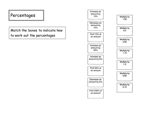 Matching Cards - Percentages Matching Boxes