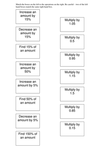Matching Cards - Percentage