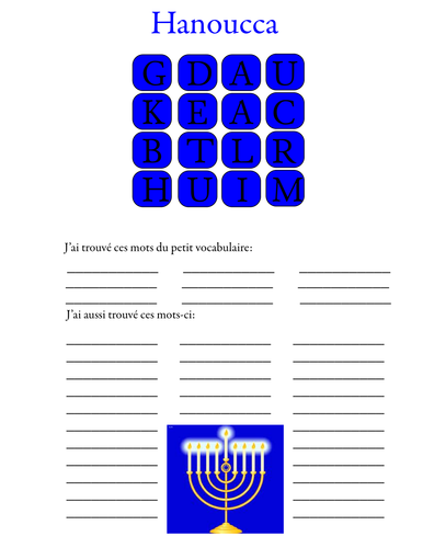 Hanoucca ('C'est touchant' est comme 'Boggle'