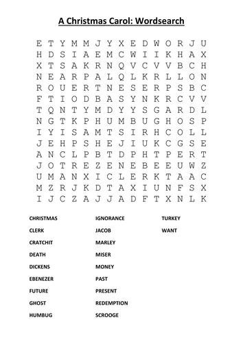 A Christmas Carol word search