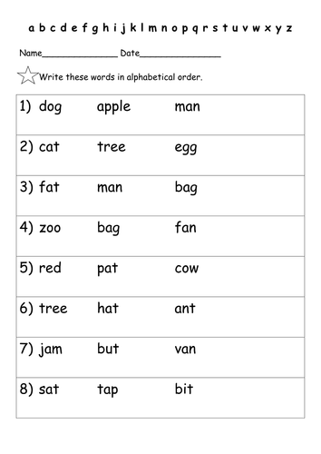 Alphabetical order | Teaching Resources