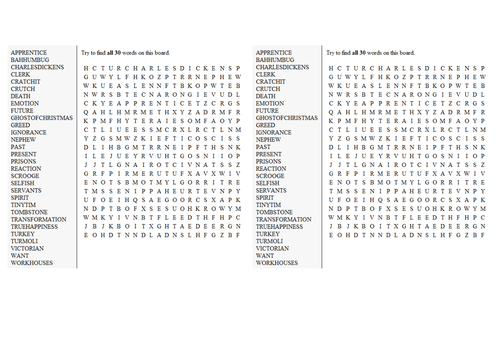 A Christmas Carol MASSIVE word search | Teaching Resources