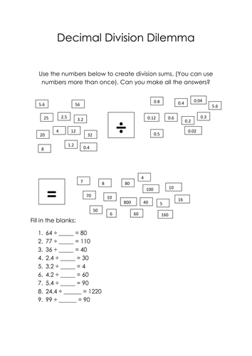 Decimal Division activity