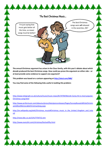 Christmas Music statistics task | Teaching Resources