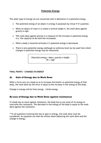 Potential Energy