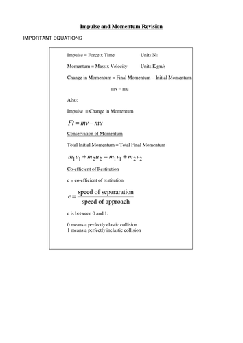 Impulse and Momentum Revision