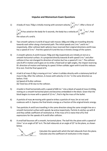 Momentum Exam Style Questions