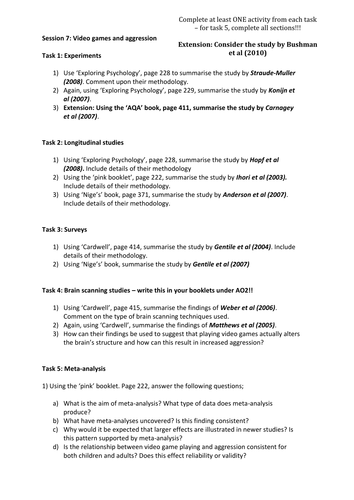 Video Games Research Task