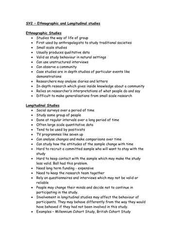 SY2 - Ethnographic and longitudinal studies