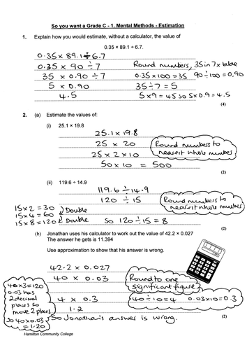 So You Want a Grade C - Mental Methods Estimation