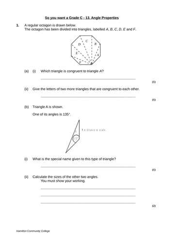 So You Want a Grade C - Angle Properties