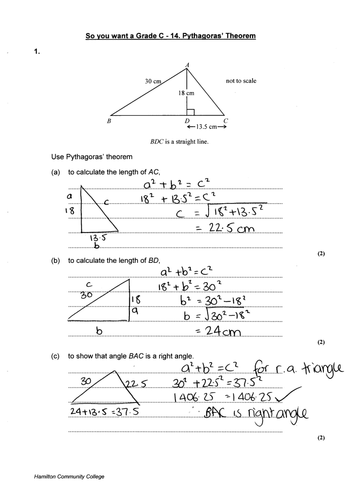 So You Want a Grade C - Pythagoras’ Theorem