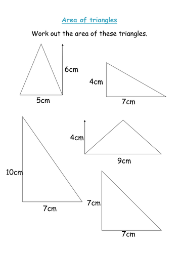 Area Of Triangles Worksheet Teaching Resources