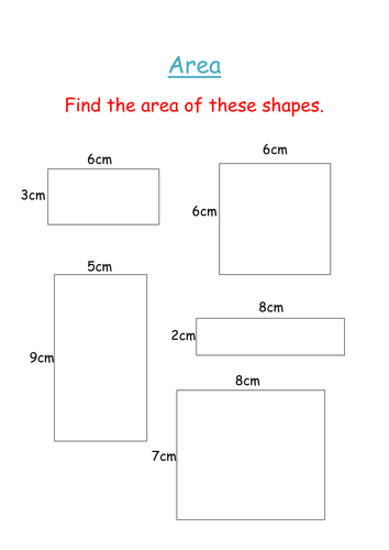 Area Of Squares And Rectangles Worksheet Teaching Resources