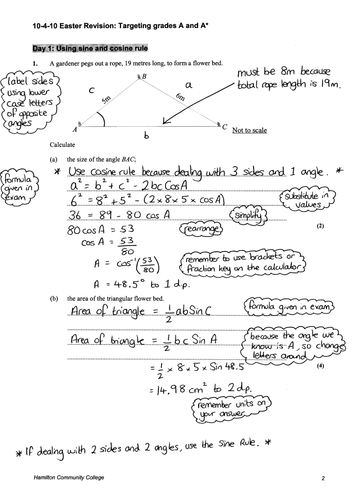A & A* Revision - Sine and Cosine rule