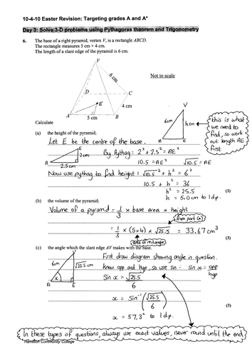 GCSE Maths: 3D Pythagoras worksheet