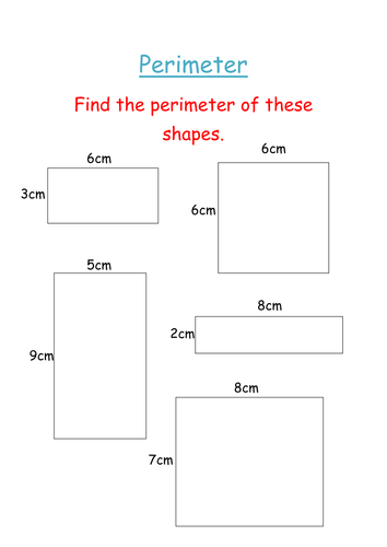 Perimeter of squares and rectangles sheet