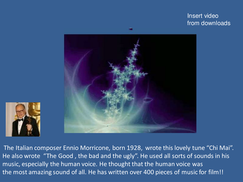 Music to calm and notes re composer