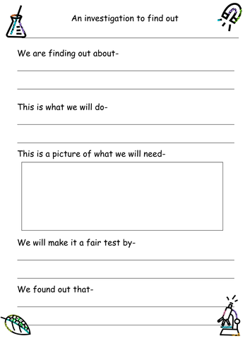 hypothesis blank worksheet sheet ruthbentham KS1 Science planning experiment by