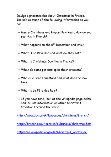 French Christmas Webquest