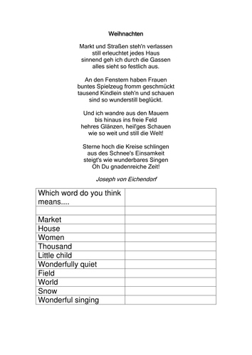 Weihnachtsgedicht von Joseph von Eichendorff