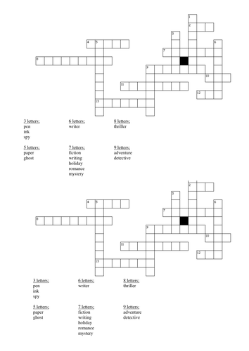 creative writing crossword puzzle