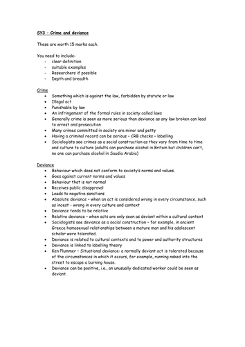 SY3 - Crime and deviance