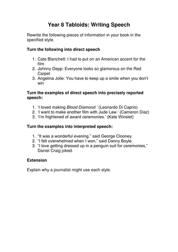Reported Speech: Newspapers