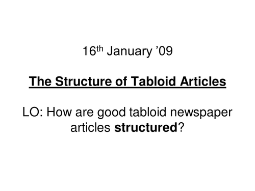 Newspapers: Structure lesson